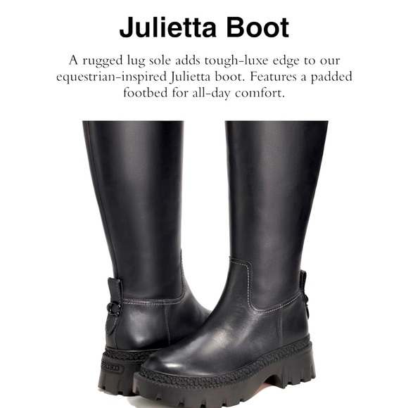 Coach Women’s Julietta Leather Boot in Black. USA Size 8.5. True to size. - Picture 1 of 9